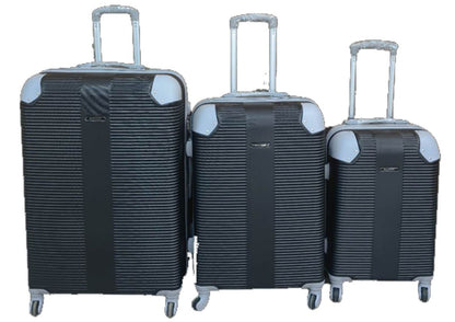 Black ABS 3-Piece Hard Shell Luggage Set-Spinner Wheels,Telescoping Handles