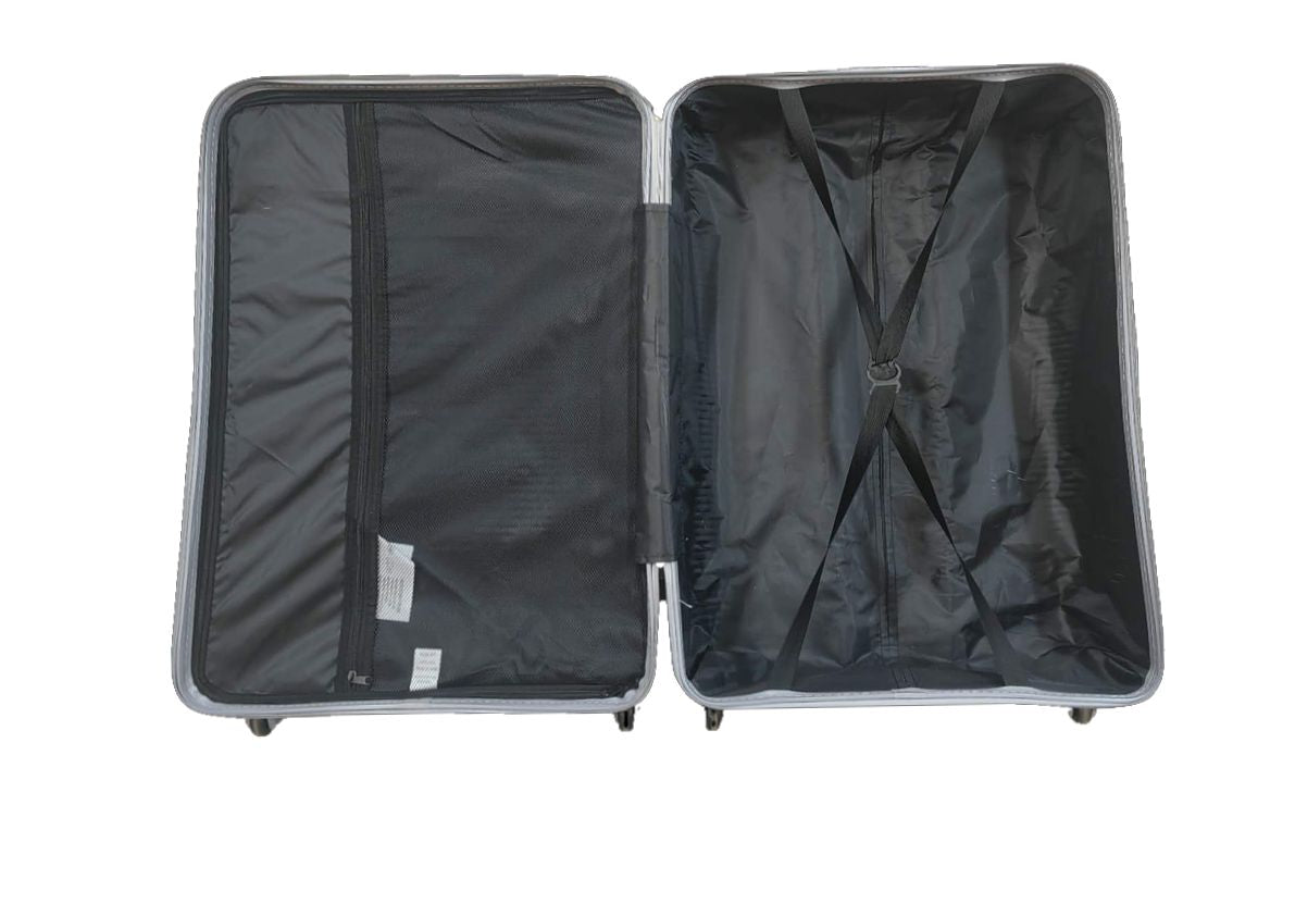 Black ABS 3-Piece Hard Shell Luggage Set-Spinner Wheels,Telescoping Handles