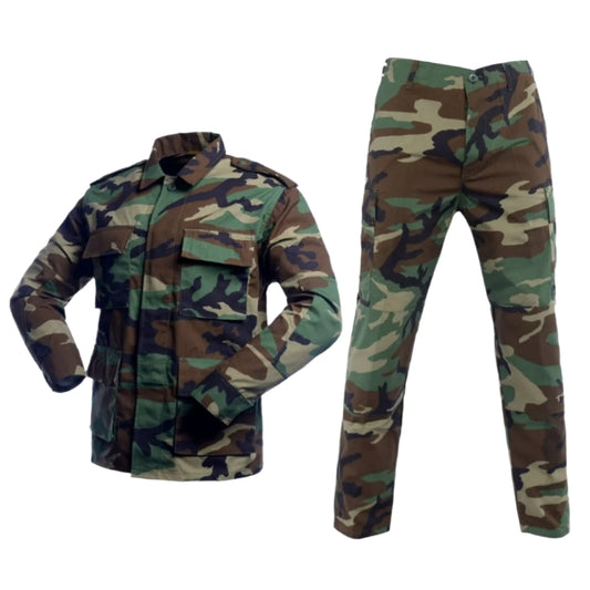 Men’s Outdoor Utility Uniform Set Long-Sleeve Shirt & Cargo Pants Woodland gen2