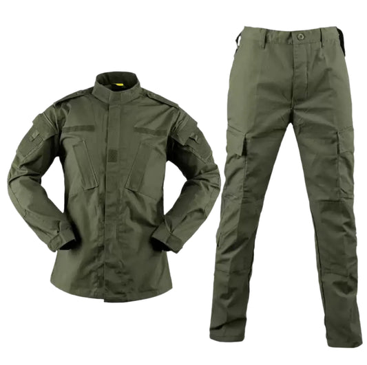 Men’s Outdoor Utility Uniform Set Long-Sleeve Shirt & Cargo Pants Green