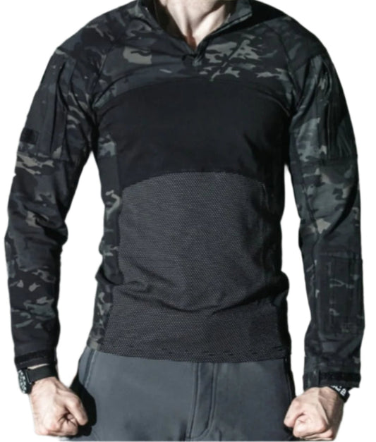 Men’s Outdoor Shirt Quick Dry Black Camo Shirt