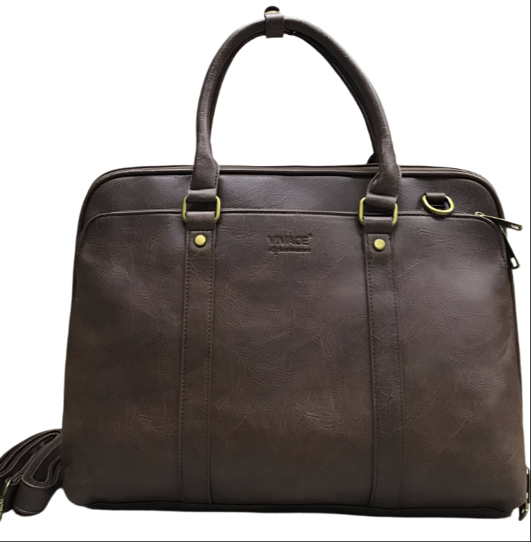 A collage of executive laptop bags in various colors including beige, brown, black, tan, and navy blue, displayed from different angles.