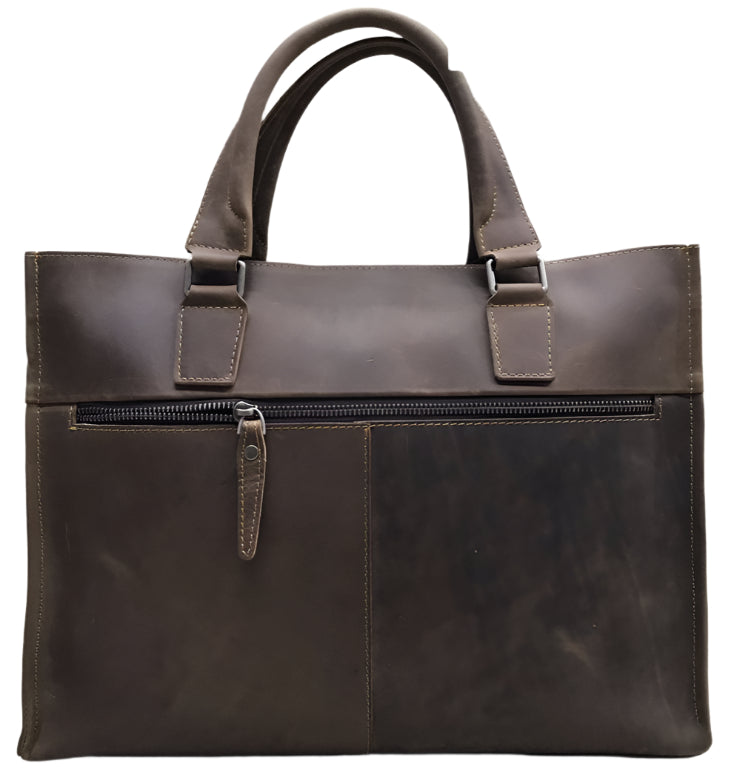 X-51521 Genuine Leather Laptop Bag - Brown
