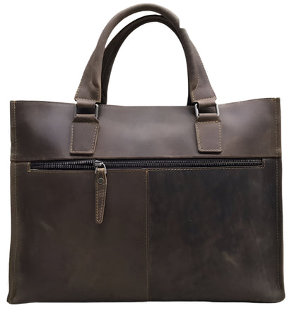 X-51521 Genuine Leather Laptop Bag - Brown