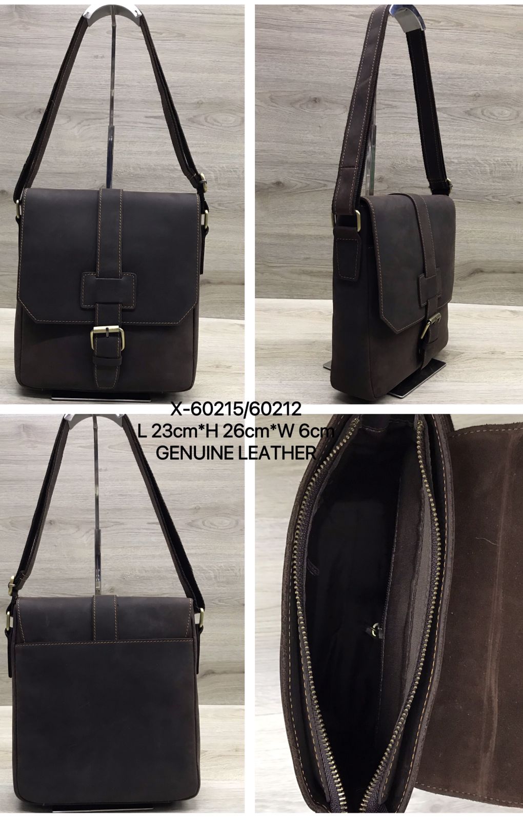 X-60215 Genuine Leather Sling Bag - Brown