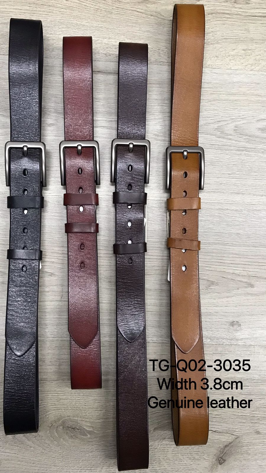 Men's TG-Q02-3035 Width 3.8 Genuine Leather Belt