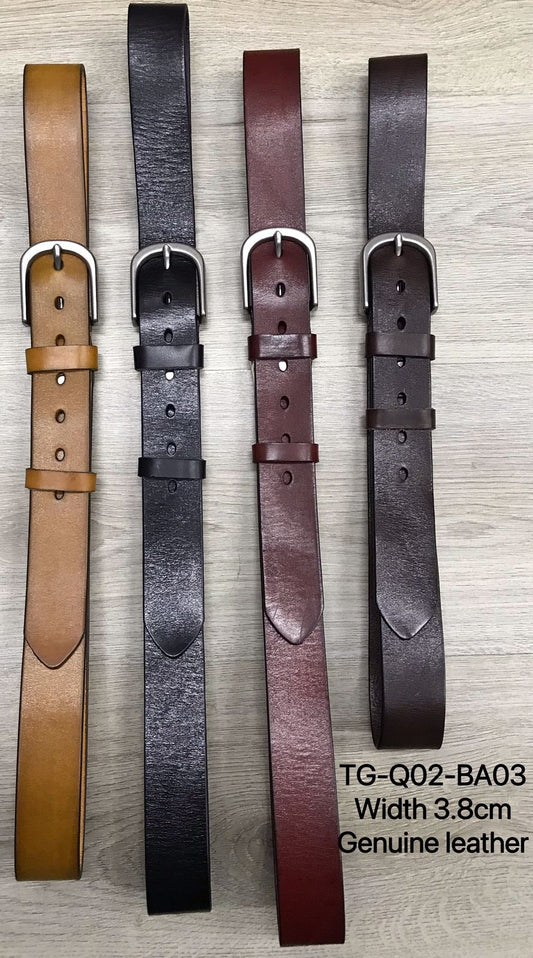 Men's TG-Q02-BA03 Width 3.8 Genuine Leather Belt