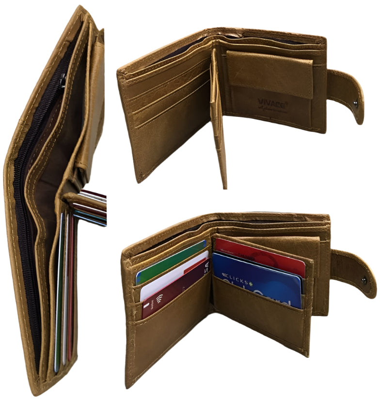 X-8675 Genuine Leather Cowhide Men's Bifold Wallet