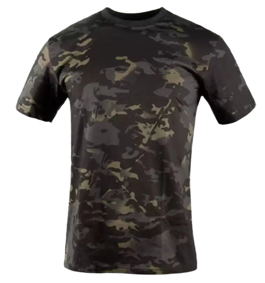 Camouflage t-shirt on a white background