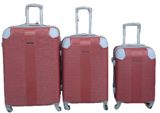 Red ABS 3-Piece Hard Shell Luggage Set-Spinner Wheels,Telescoping Handles