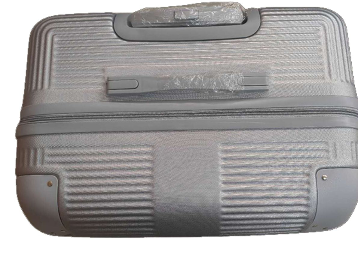 Silver ABS 3-Piece Hard Shell Luggage Set-Spinner Wheels,Telescoping Handles
