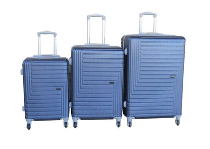 Blue ABS 3-Piece Hard Shell Luggage Set-Spinner Wheels,Telescoping Handles