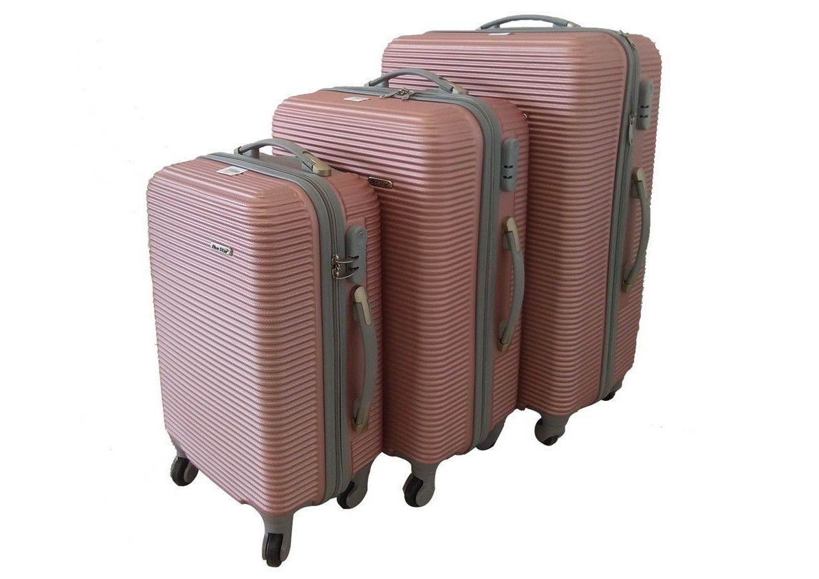Rose Gold ABS 3-Piece Hard Shell Luggage Set-Spinner Wheels,Telescoping Handles