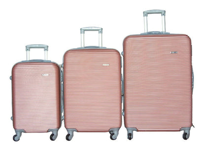 Rose Gold ABS 3-Piece Hard Shell Luggage Set-Spinner Wheels,Telescoping Handles