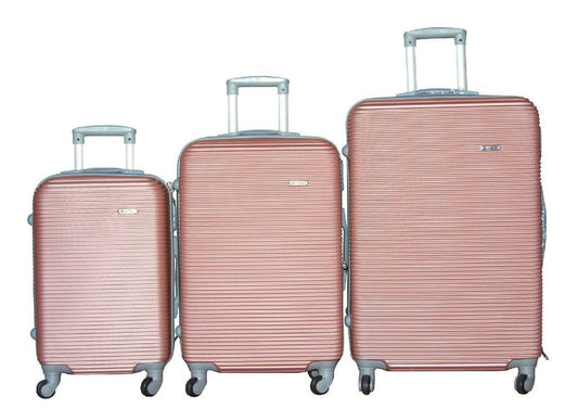 Rose Gold ABS 3-Piece Hard Shell Luggage Set-Spinner Wheels,Telescoping Handles