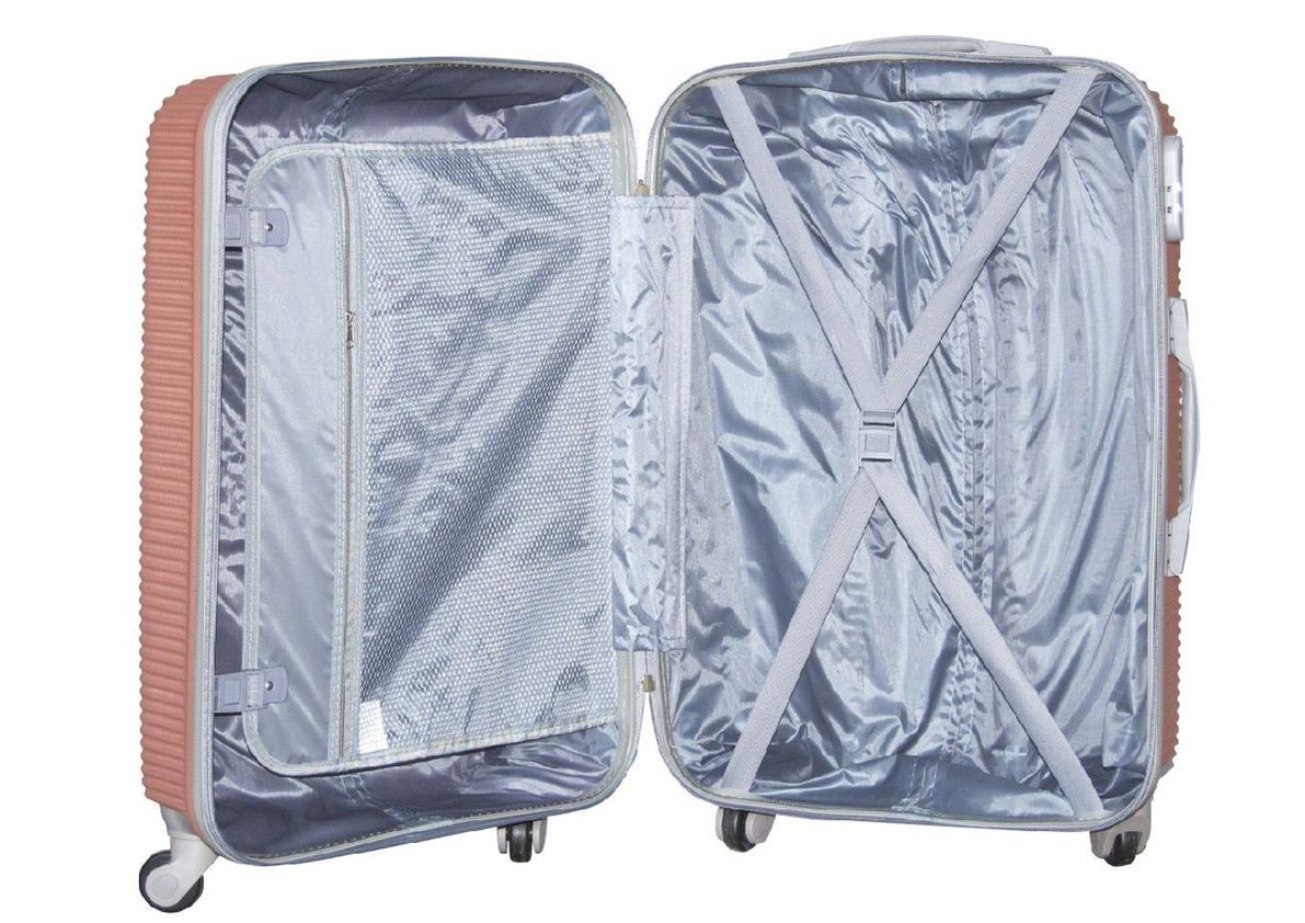 Rose Gold ABS 3-Piece Hard Shell Luggage Set-Spinner Wheels,Telescoping Handles