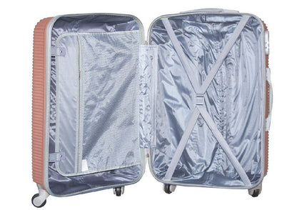 Rose Gold ABS 3-Piece Hard Shell Luggage Set-Spinner Wheels,Telescoping Handles