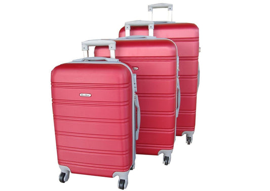 Red ABS 3-Piece Hard Shell Luggage Set-Spinner Wheels,Telescoping Handles
