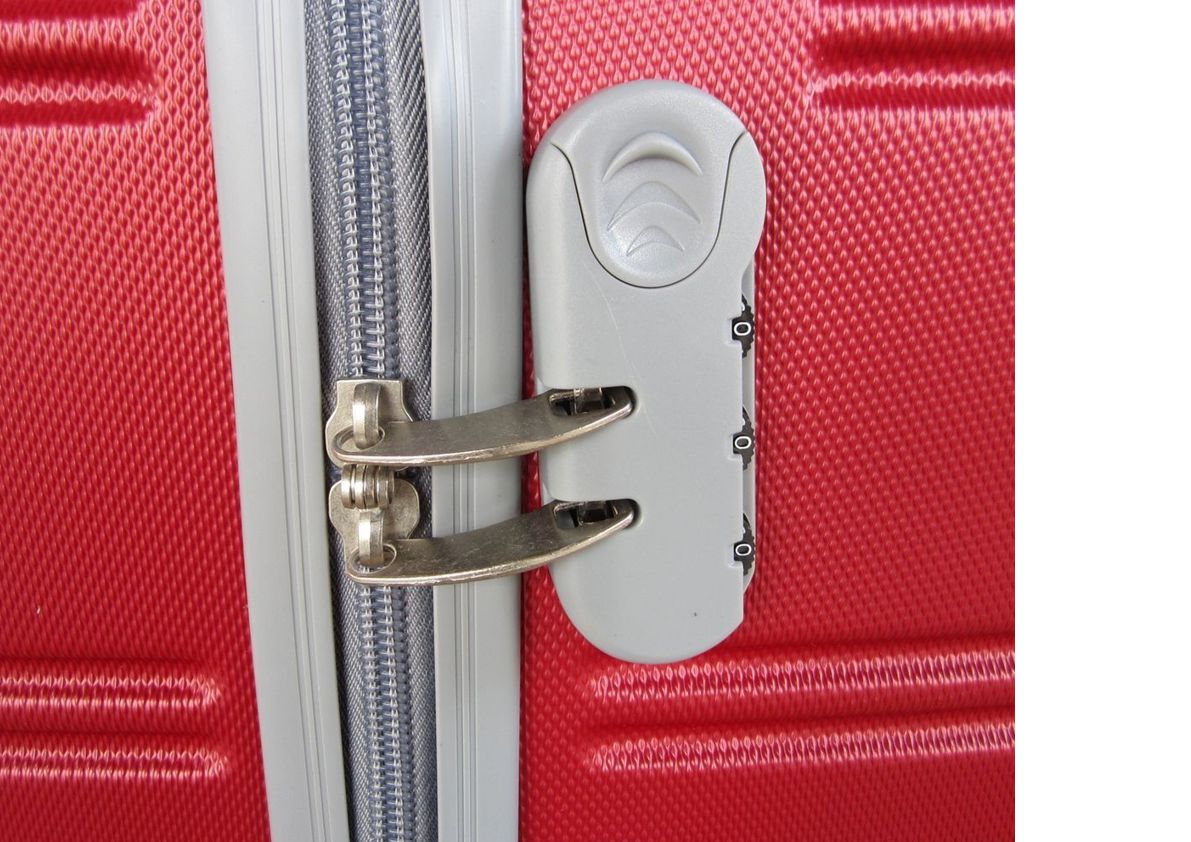 Red ABS 3-Piece Hard Shell Luggage Set-Spinner Wheels,Telescoping Handles