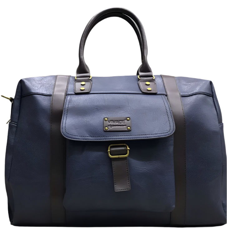 Set of five bags in different colors on a wooden surface