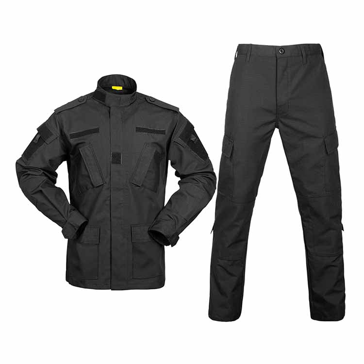 Men’s Outdoor Utility Uniform Set Long-Sleeve Shirt & Cargo Pants Black