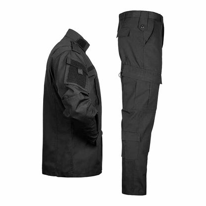 Men’s Outdoor Utility Uniform Set Long-Sleeve Shirt & Cargo Pants Black