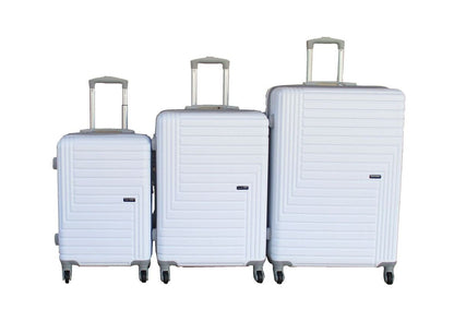 White ABS 3-Piece Hard Shell Luggage Set-Spinner Wheels,Telescoping Handles White