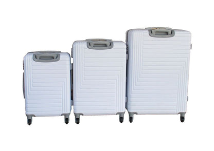 White ABS 3-Piece Hard Shell Luggage Set-Spinner Wheels,Telescoping Handles White