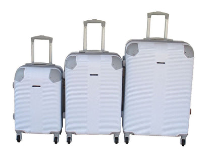 White ABS 3-Piece Hard Shell Luggage Set-Spinner Wheels,Telescoping Handles White 2
