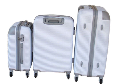 White ABS 3-Piece Hard Shell Luggage Set-Spinner Wheels,Telescoping Handles White 2